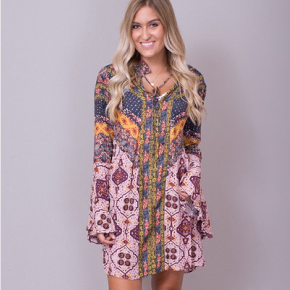 Umgee boho style long sleeve dress festival size medium